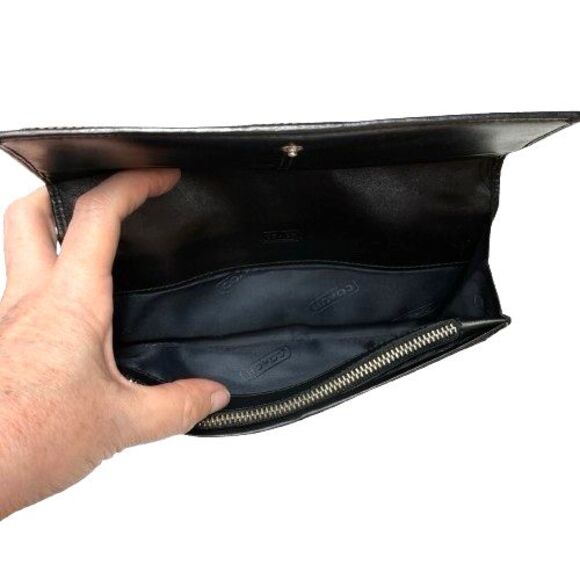 Coach Black Signature C Wallet Canvas & Leather Trim Stripe Long Credit Card - Picture 8 of 16